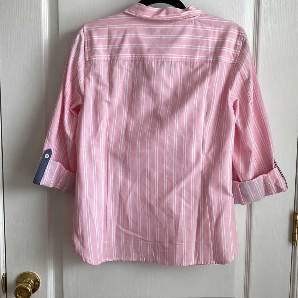 *SOLD* NWT Tommy Hilfiger Womens Pink and White Striped Button Down - Picture 6 of 8